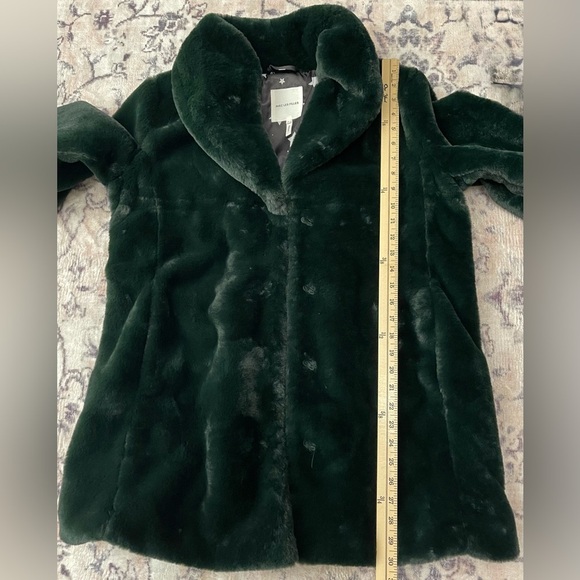NWT Avec Les Filles Faux Fur Coat Shaw Collar Mid Length Emerald Green Sz Small - Picture 10 of 11